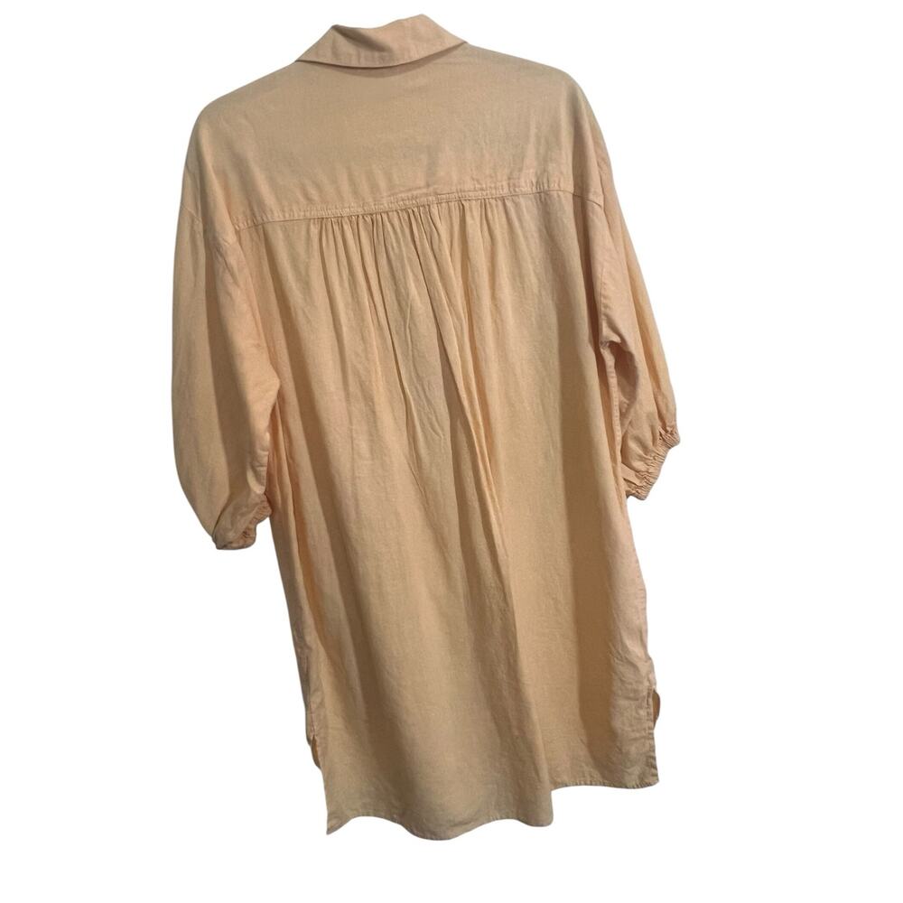 YFB Women's XL Sailboat Peach Oversized ButtonDown Tunic Linen Blend Shirt-Dress - Picture 3 of 7